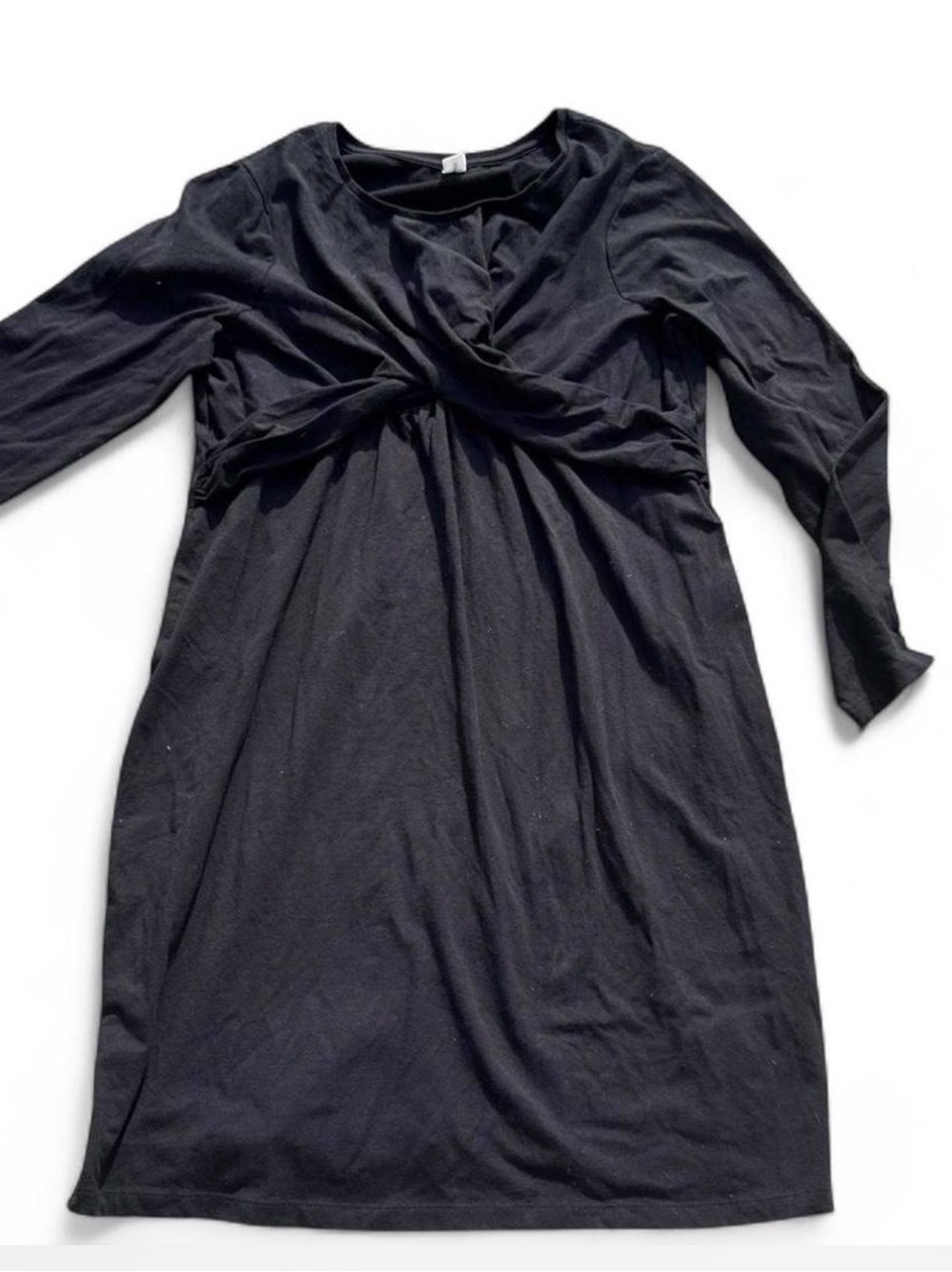 Old Navy Maternity Black Twist-Front Long Sleeve Dress